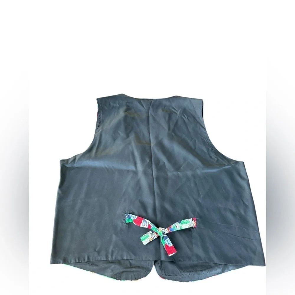 Vintage Christmas Holiday Vest Cats Santa Hats Black Red Womens Size 2X Funny